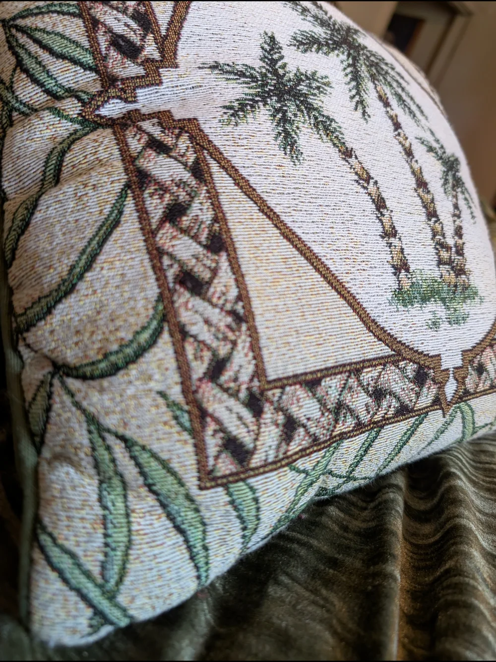 Tropical Island Palm Tree Tapestry Embroidery Throw Pillow Palm Regency Pier One